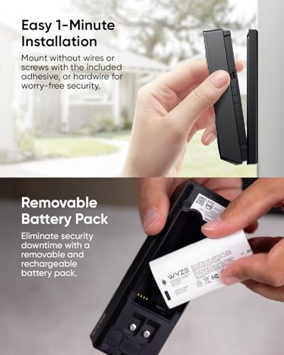 Image of WYZE Wireless Duo Cam Video Doorbell (Chime Included), Battery Powered, 2K Full HD Video, 2 Cameras (People and Package), 2-Way Audio, Color Night Vision (Renewed)