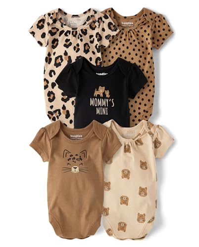 Image of The Children's Place Baby Girls' Short Sleeve Bodysuits, Multipack