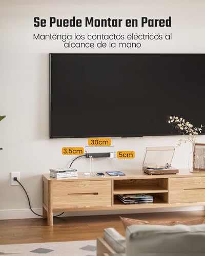 Power Strip USB Surge Protector, SUPERDANNY Mountable Extension Cord with USB 5 Outlets 3 USB Ports with Hook & Loop Fastener for iPhone iPad PC Home Office Travel (9.8ft, Black) - Image 5