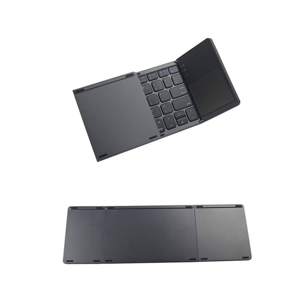 Składana klawiatura BT, przewodowa BT i USB, ładowana, przenośna, mini BT bezprzewodowa klawiatura, z myszką touchpad, odpowiednia dla systemu Android, Windows, do komputera, (biała)