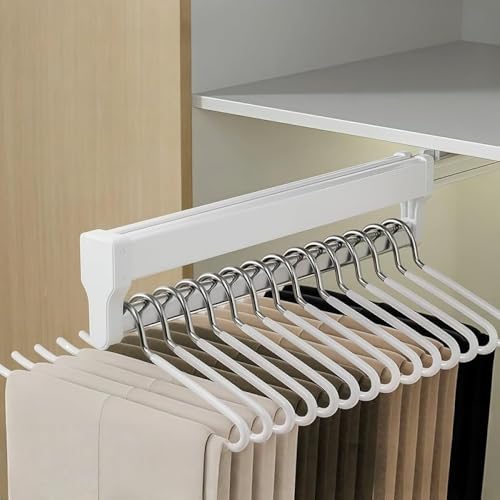 SLLS 押入れ用スライドハンガー 伸縮式 収納ラック クローゼット衣類収納 ワードローブレール 多機能ハンガーラック 洋服ラック パンツ掛け 引き出し式 衣帽間用