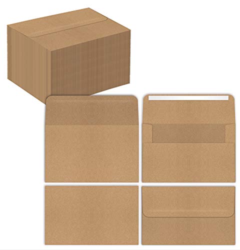 A4 Size Kraft Invitation Envelopes, 100-Pack, Strong Bond Paper, by Better Office Products, Square Flap with Peel & Stick Closure, Use with 4 x 6 inch Invitation Cards, 100 Pack (4.25 x 6.25 inch)