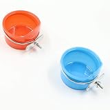 2 Piezas Cuenco para pájaros Cuenco de Comida Colgante Ajustable Agua para Alimentos Cuenco con Soporte de Abrazadera comedero bebederos para casa de Semillas, Agua, guacamayos Loros Grises africanos