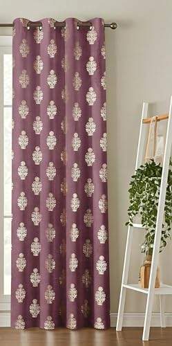 Image of Premium Velvet Long Door Curtains 9 Feet Long, Golden Foil Matka Design Room Darkening Curtains, Thermal Insulated Parda 4 Feet X 9 Feet (48 inch X 108 Inch) - 1 Pcs Wine Colour