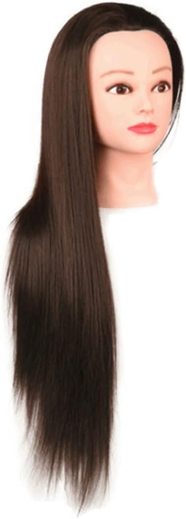 Styling Head 24.80inch Hair Simulation Synthetic Fiber Mannequin Head with Hair Training for Makeup Hairdressing Jewelry Display Dark Brown