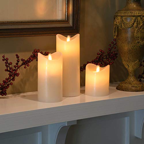 Image of LumaBase Battery Operated LED Wax Candles with Flickering Flame - Set of 3