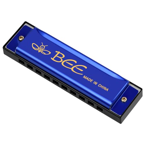 OFFCUP Armónica Diatónica, 10 Agujeros Harmonica Blues, 20 Tonos Diatónica en Do, Armónica Juguete con Bolsa de Almacenamiento para Principiantes Niños Estudiantes Adultos Como Mejor Regalo - Azul