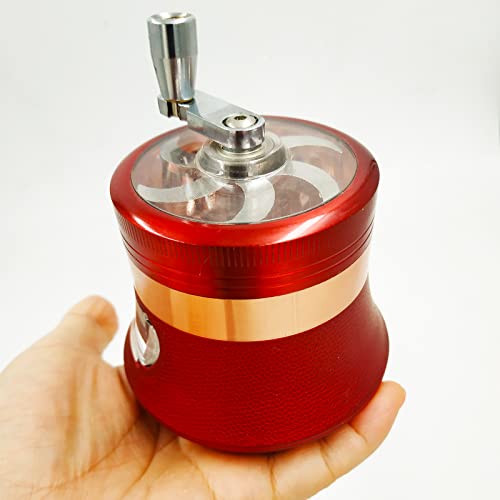 3 Inch Hand Crank Grinder With Clear Top Red #TOP2