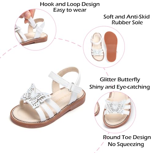 Image of PHIRAMIN Toddler Girl Sandals - Flower Girl Dress Shoes Open Toe Little Kid Flats