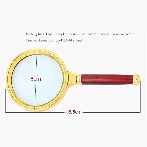 GIQKDZNUO Lupa óptica HD 10X, Lupa de Lectura portátil de Madera de secuoya Ultra Clara, Ideal para Personas Mayores, identificación de Joyas, Lectura de Letras pequeñas y Sellos, Espejo de