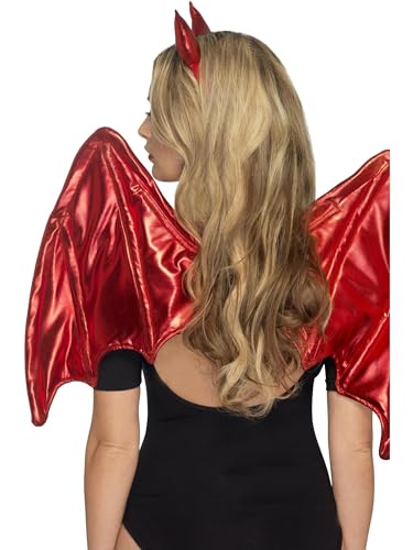 Smiffys Fever Devil Kit, Red with Wings and Horns, Fever Accessories Fancy Dress, Devil Dress Up Accessories - Image 2