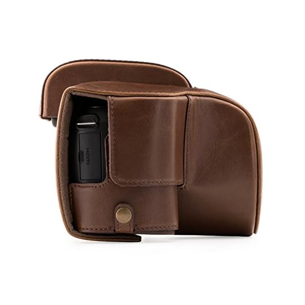 MegaGear Ever Ready Leder Kameratasche mit Trageriemen kompatibel mit Panasonic Lumix DC-FZ82 – Bild 6