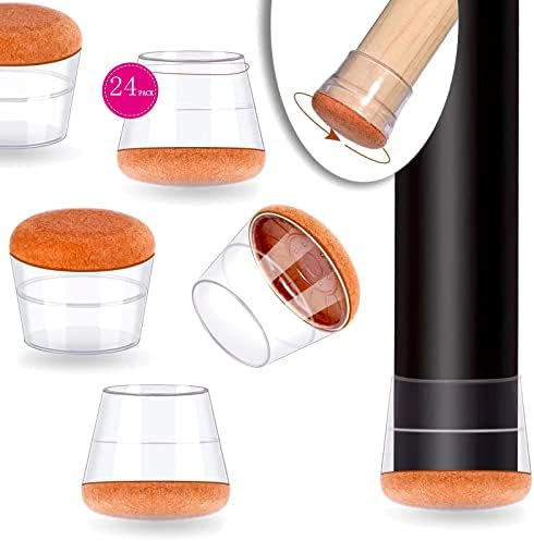 Extra Small Chair Leg Floor Protectors for Hardwood Floors,Metal Chair/Bar Stool Leg Feet ProtectorsChair Leg Covers Protect Floors from Scratches Reduce Noise (S-24PCS-Fit(0.6"-0.8"))