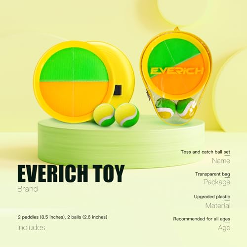 Image of EVERICH TOY Toss and Catch Ball Game Set, Upgraded Sticky Paddle Ball Set for Kids & Toddlers, Sturdy & Water-Resistant Outdoor Backyard Beach Pool Toy, Birthday Gift for Boys Girls Ages 3-12