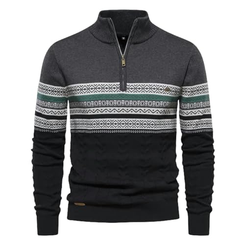 Pull quart de zip pour hommes tops causaux de la côte en maille douce