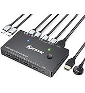 KCEVE 2 in 1 Output Typc C KVM Switch for Laptop 4K@60Hz KVM Switcher, 100W PD Charging, Share Keyboard Mouse Monitor with 2PC