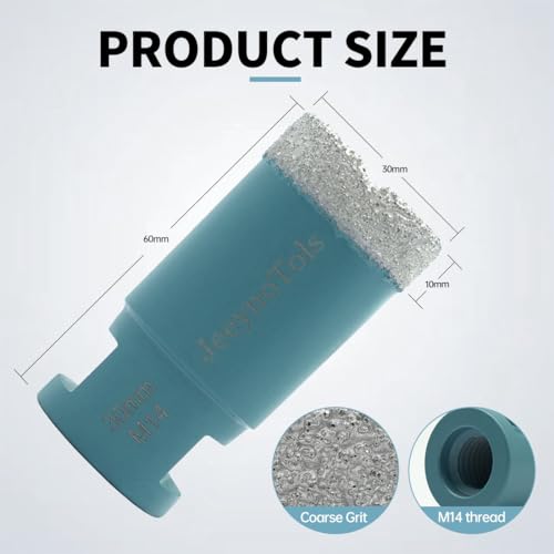 JeeynoTols Diamond Drill Bit, 30mm Tile Core Bit for Porcelain Ceramic, Granite, Marble, M14 Thread, U-groove Design - Image 2
