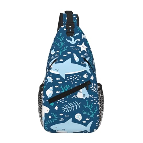 Bolsa diagonal de peces azules para festivales y aventuras al aire libre cómodas