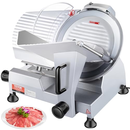 VEVOR Kommerzieller Fleisch Allesschneider 320 W, Elektrische Aufschnittmaschine Lebensmittelschneider mit 30,48 cm-Kohlenstoffstahlklinge, 0–15 mm Einstellbare Dicke für Fleisch