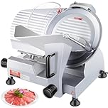 VEVOR Affettatrice per Carne Commerciale 320W, Affettatrice Elettrica per Alimenti, Lama in Acciaio al Carbonio 350-400 giri/min, Spessore Regolabile 0-1,5 cm per Formaggio Verdure