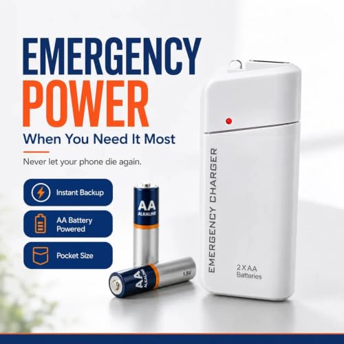 VOLT+ Portable AA Battery Travel Charger Compatible with Google Pixel 7a PowerBank Emergency with LED Safety Light! (Takes 2 AA Batteries,USB Type-C) - Image 2