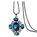 PDUENBLR Collar Largo De Mujer Diez Personaje Estante Cadena De Suéter Cristal Pedrería Aleación Personalidad Collar Forma De Y Cadena De Maíz Premium Collar Regalo De Joyería,Black Blue