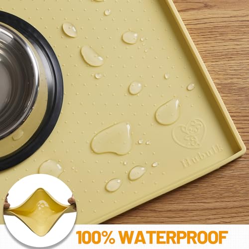 image for Hubulk Dog Feeding Mat,100% Waterproof Food Grade Silicone Pet Food an