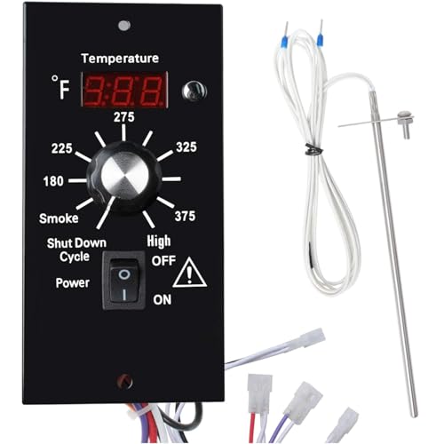 Digital Thermostat Kit Compatible with Traeger Pellet Grills BAC200 BAC236 BAC283 BAC388 BAC389 BAC382 Replacement Parts with LED Display Temperature Control Panel & 7" RTD Temperature Sensor Probe