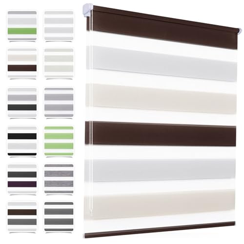 MupFup Doppelrollo Klemmfix ohne Bohren 80x160cm(BxH) Weiß-beige-braun,Rollo Klemmrollo mit Lichtdurchlässig/Höhe Stufenlos Verstellbar für Schlafzimmer,Badezimmer,Wohnzimmer Fenster und Tür MupFup Doppelrollo Klemmfix ohne Bohren 80x160cm(BxH) Weiß-beige-braun,Rollo Klemmrollo mit Lichtdurchlässig/Höhe Stufenlos Verstellbar für Schlafzimmer,Badezimmer,Wohnzimmer Fenster und Tür