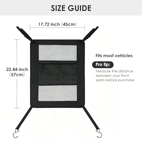 PURRLIA Universal Dog Car Net Barrier Divider with Storage Net Pocket