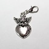 geringes Gewicht perlenundmehr Charms Anhänger Engel mit Herz mit Karabiner Antiksilber (10227) 37x16mm 1Stk.