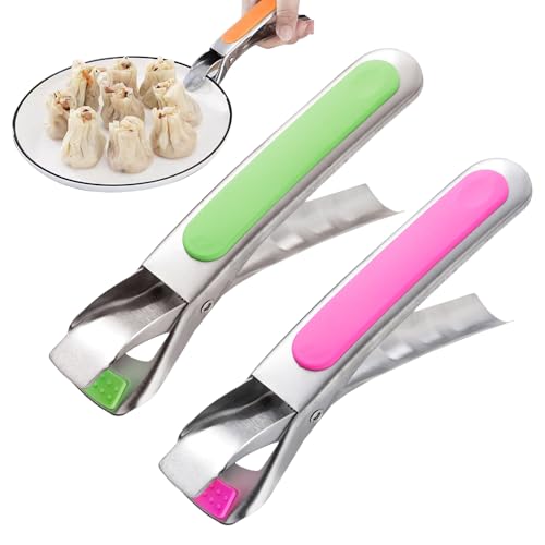 Heat-Resistant Stainless Steel Anti-Scald Tongs, 2025 New Kitchen Silicone Tongs, Cooking Tongs for Moving Hot Plate or Bowls with Food Out from Instant Pot Microwave Oven (G+P)