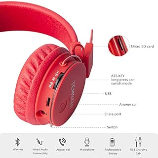Termichy Casque Audio Enfant, Bluetooth Stéréo Pliable Écouteurs Audio, sans Fil Bluetooth Oreillettes pour Enfant… – Image 4