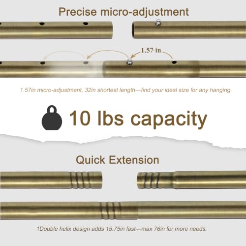Image of Quilt Hanging Rod 32-76 inch Heavy Duty Telescopic Wall Tapestry Hanger Pole