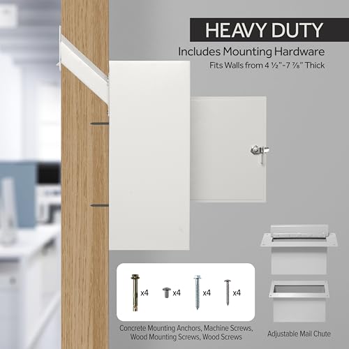 Durabox Through-The-Wall Drop Box Deposit Safe 17 x 13 x 7 - Heavy Duty Steel Mailbox with Lock for Receiving Mail, Checks, Letters, Cash and More for Home, Office and Commercial Use (D700) (Gray)