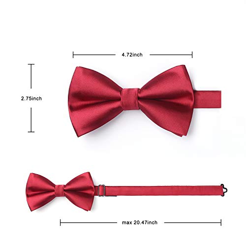 Image of HISDERN Bow Ties for Men Solid Color Pre-Tie Bow Tie and Pocket Square Set Classic Formal Tuxedo Bowties for Wedding Party