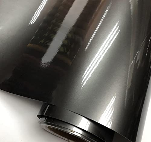 SUNBIRD 24 X 60 Inch Gloss Candy Charcoal Grey Vinyl Car Wrap Premium Paint Replacement Film Roll Air Release Technology, Stretchable Vinyl