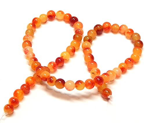 Malay Jade Stone Gemstone Strand Beads 6 mm Round 60 Pieces Jewellery Beads Semi-Precious Stone for Jewellery Chain Bracelet (Orange) - Image 2