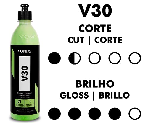 Kit Polimento V10 Polidor Corte V20 Refino V30 Lustrador Verniz Macio Vonixx