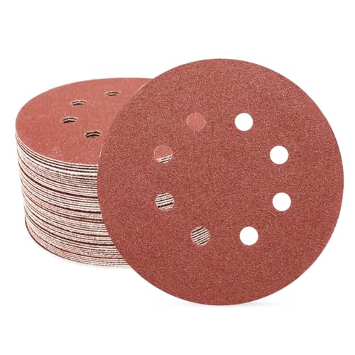 Image of Inditrust 5-Inches Round Sanding Disc Hook and Loop Sand Paper in Bulk for Orbital Sander (25, 180 grit)