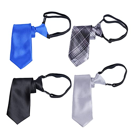 Sucrain 5Pcs Boy's Necktie Pre-Tied Adjustable Neck Strap Tie For Wedding Graduation School Cosplay Uniforms #TOP3