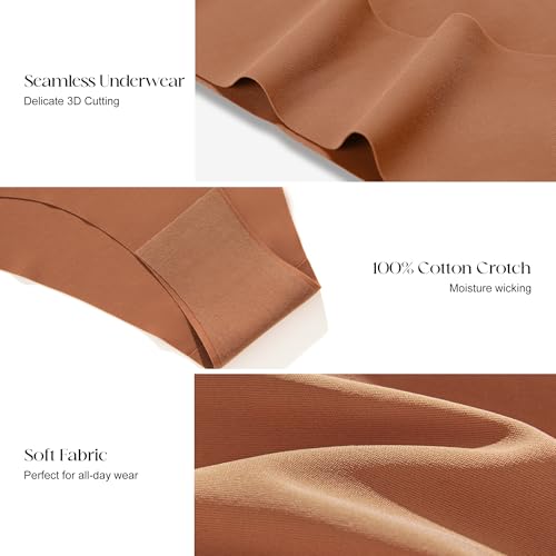 Image of DEANGELMON Women Seamless Bikini Cheeky Underwear Invisible No Show Panties V-Waist Hipster Ladies Soft Stretch Multi Pack