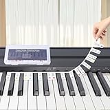 Hyzevee Abnehmbare Klavierführer für Anfänger, Klaviertastatur-Notenetiketten für 88 Tasten Silikon volle Größe Wiederverwendbar-Keine Aufkleber Erforderlich-mit Box Geliefert, Regenbogen, 1 Stück