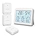 Produktbild ORIA Thermometer Hygrometer, Innen Außen Thermometer mit 3 Sensoren, Hintergrundbeleuchtung und Großem LCD-Display, Min/Max-Aufnahme, Schalter / - Weiß