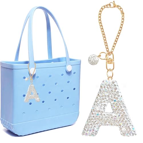 Bag Charms for Bogg Bag Accessories Initial Letter Keychain for Women Girls Charms for Bitty Bogg Handbags Beach Tote Bag