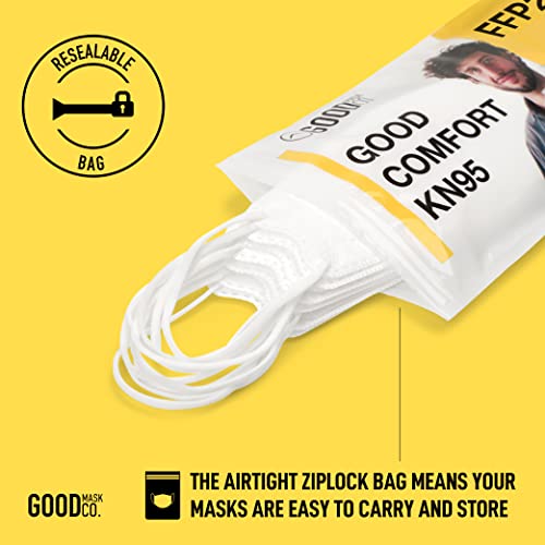 Good Mask Co. Good Comfort Adult FFP2 Face Masks, Disposable and Comfortable Face Masks (White, 25pcs) - Image 6