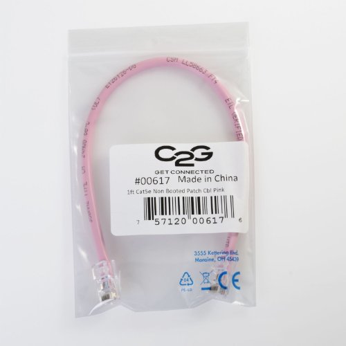 Image of C2G 00619 Cat5e Cable - Non-Booted Unshielded Ethernet Network Patch Cable, Pink (3 Feet, 0.91 Meters)