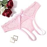 Avidlove Women Back Bow Lace Panties Low Rise Breathable Briefs Hollow Out Underpants Pink