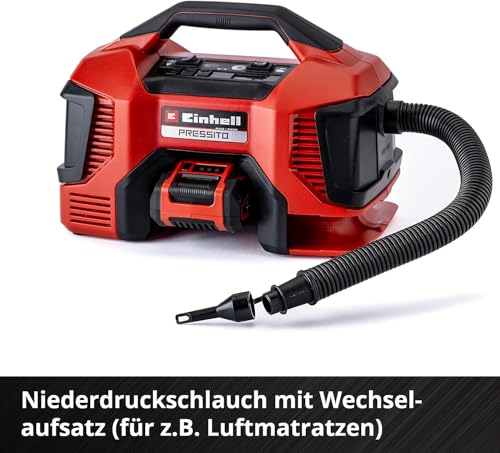Einhell Hybrid-Kompressor PRESSITO Power X-Change (18 V, max. 11 bar, 31 cm Schlauchlänge, inkl. 3-tlg. Adapter-Set, ohne Akku)