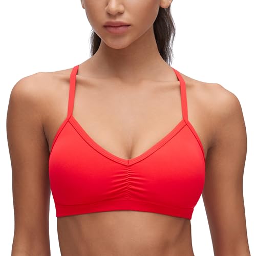 Image of CRZ YOGA Butterluxe Ruched Sports Bras | Light Support, Removable Pads, Yoga, Extremely Soft, Y Back, V Neck, Spaghetti Straps, for Women